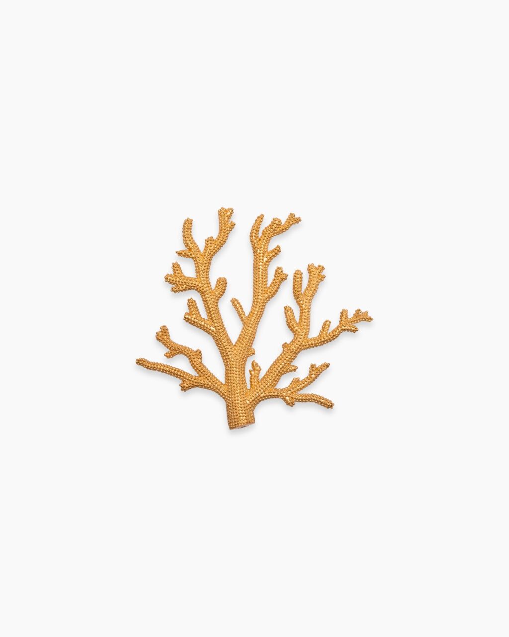 Ibiza brooch in gold-plated sterling silver with coral-coloured enamel