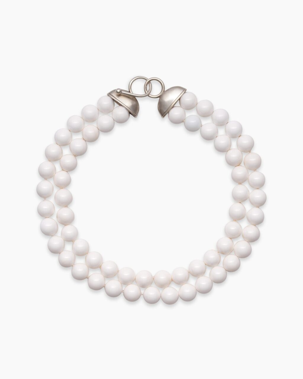 PANTALEN white jade necklace with sterling silver clasp